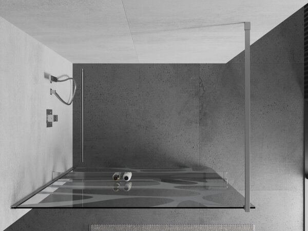 Mexen Kioto +, zuhany paraván polccal és törölközőtartóval 80 x 200 cm, 8mm átlátszó üvegmintás fehér, króm profil, 800-080-121-01-97