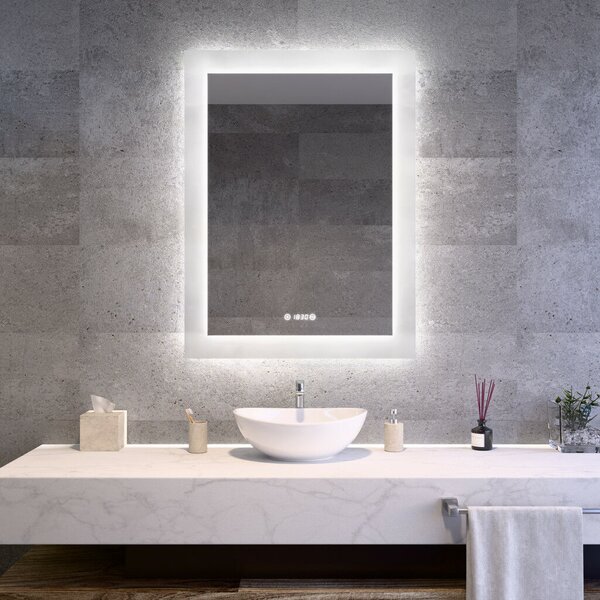 Welland Luxury-Line LED tükör - fényerő + színhőfok állítás + páramentesítő + óra - 75 x 100 cm
