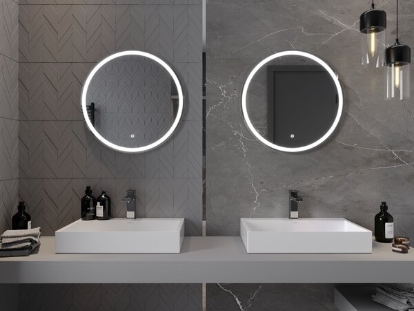 Mexen Gobi, LED kör alakú fürdoszobai tükör háttérvilágítással 60 cm, 6000K, páramentes, 9801-060-060-611-00