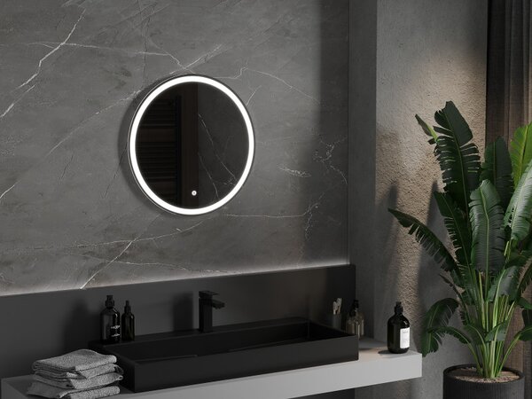 Mexen Gobi, LED kör alakú fürdoszobai tükör háttérvilágítással 60 cm, 6000K, páramentes, 9801-060-060-611-00