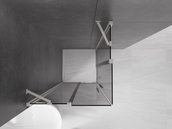 Mexen Velar Duo, zuhanykabin tolóajtóval 80 x 80 cm, 8mm szürke üveg, csiszolt acél, 871-080-080-42-97