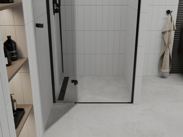 Mexen ROMA zuhany nyíló ajtó zuhanykabinhoz 70 cm, fekete-átlátszó, 854-070-000-70-00