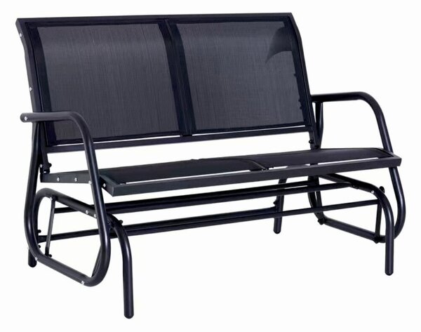Acél és hálós terasz/kerti pad KLUGMEISTER KJF2379, méretek 120x71x86 cm, fekete színű