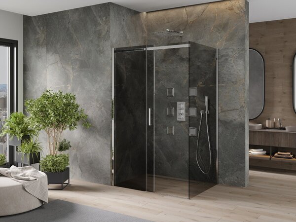 Mexen Omega zuhanykabin 100x80cm, 8mm üveg, króm profil-szürke üveg, 825-100-080-01-40