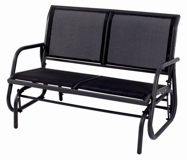 Acél és hálós terasz/kerti pad KLUGMEISTER KJF2379, méretek 120x71x86 cm, fekete színű