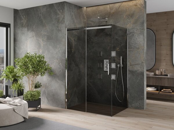 Mexen Omega zuhanykabin 100x80cm, 8mm üveg, króm profil-szürke üveg, 825-100-080-01-40
