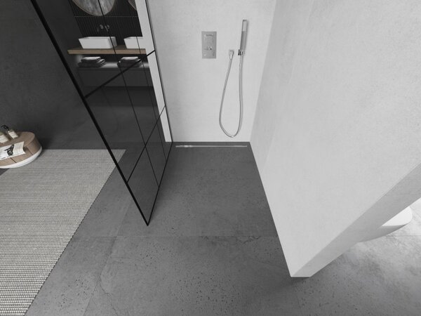 Mexen Kioto L, Walk-In zuhany paraván 100 x 200 cm, 8 mm átlátszó üveg fekete mintás, króm profil, 800-100-103-01-77