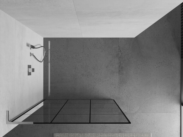 Mexen Kioto L, Walk-In zuhany paraván 100 x 200 cm, 8 mm átlátszó üveg fekete mintás, króm profil, 800-100-103-01-77