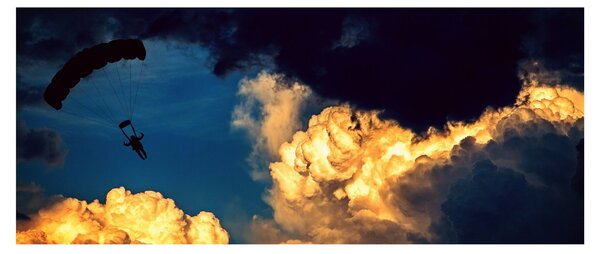 Ejtőernyős a felhőkben képe (120x50 cm)