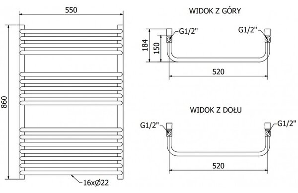 Mexen Apollo, futoelem 860 x 550 mm, 479 W, fehér, W117-0860-550-00-20