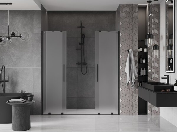 Mexen Velar Duo, tolózuhanyajtó nyitáshoz 170 cm, 8 mm-es matt üveg, fekete matt, 871-170-000-32-70