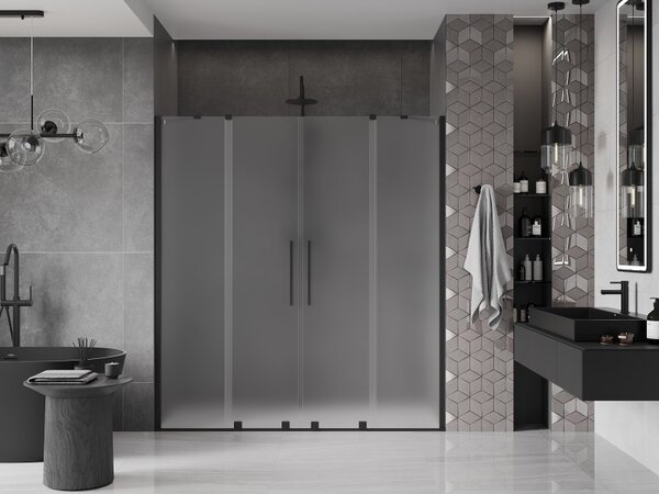 Mexen Velar Duo, tolózuhanyajtó nyitáshoz 170 cm, 8 mm-es matt üveg, fekete matt, 871-170-000-32-70
