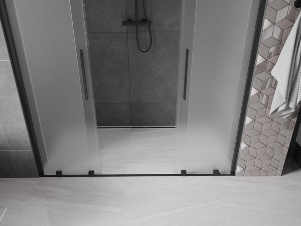 Mexen Velar Duo, tolózuhanyajtó nyitáshoz 170 cm, 8 mm-es matt üveg, fekete matt, 871-170-000-32-70