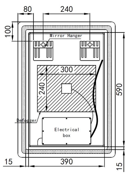 Welland Type-20V LED tükör - fényerő + színhőfok állítás + páramentesítő + óra - 50 x 70 cm