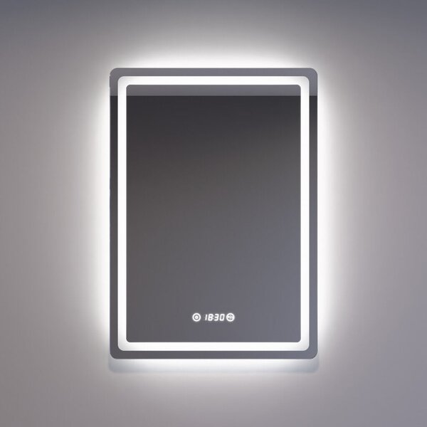 Welland Type-20V LED tükör - fényerő + színhőfok állítás + páramentesítő + óra - 50 x 70 cm