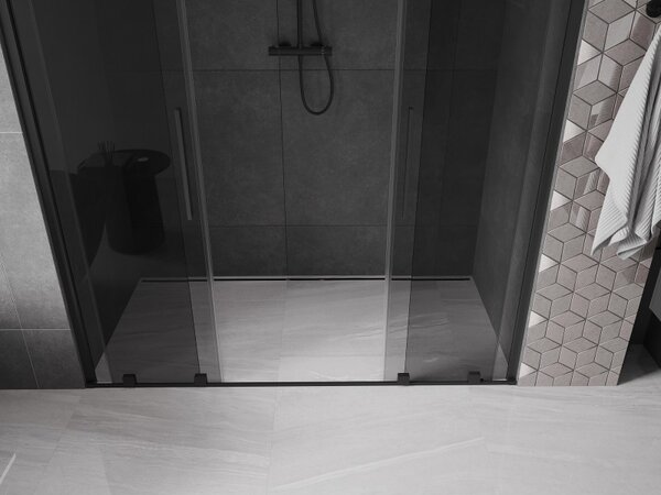 Mexen Velar Duo, tolózuhanyajtó nyitáshoz 170 cm, 8mm szürke üveg, fekete matt, 871-170-000-42-70