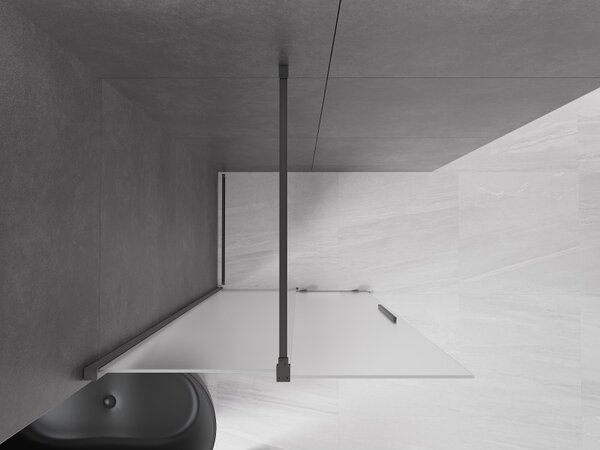 Mexen Velar, zuhany paraván tolóajtóval Walk-in 100 x 200 cm, 8 mm-es matt üveg, polírozott grafit, 871-100-000-33-95