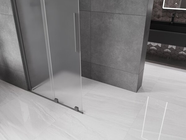 Mexen Velar, zuhany paraván tolóajtóval Walk-in 100 x 200 cm, 8 mm-es matt üveg, polírozott grafit, 871-100-000-33-95
