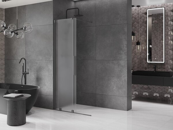 Mexen Velar, zuhany paraván tolóajtóval Walk-in 100 x 200 cm, 8 mm-es matt üveg, polírozott grafit, 871-100-000-33-95