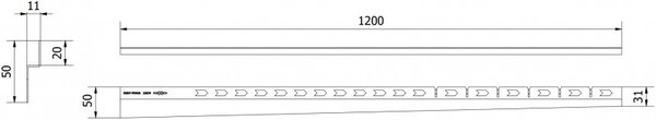 Mexen Line-B sín 120 cm jobb oldali, fényes arany, 185002120R