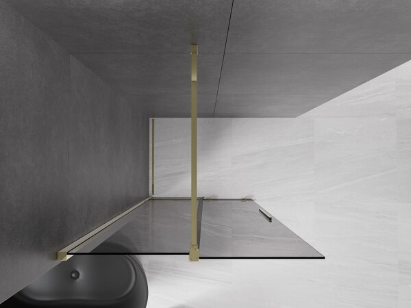 Mexen Velar, zuhany paraván tolóajtóval Walk-in 100 x 200 cm, 8mm szürke üveg, arany fényes, 871-100-000-43-50