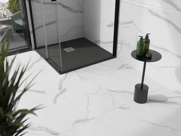 Mexen Stone+, négyzet alakú kád ásványi kompozitból 70 x 70 cm, antracit, 44717070