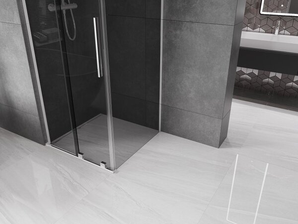 Mexen Velar L, zuhanykabin tolóajtóval 90 x 90 cm, 8mm szürke üveg, króm, 871-090-090-43-01