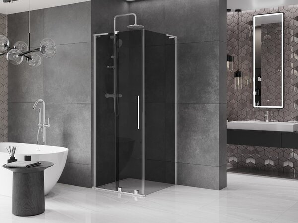 Mexen Velar L, zuhanykabin tolóajtóval 90 x 90 cm, 8mm szürke üveg, króm, 871-090-090-43-01