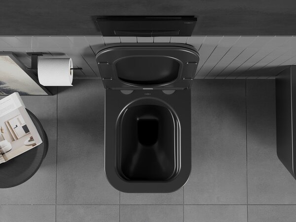 Mexen Teo fali WC Perem nélküli WC vékony ülőkével hőre keményedő, matt fekete - 30850685