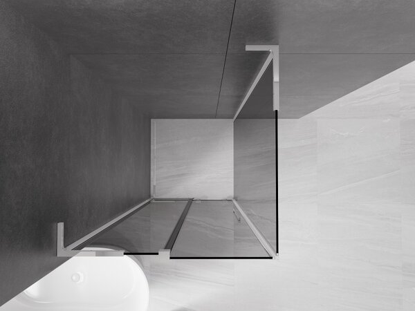 Mexen Velar L, zuhanykabin tolóajtóval 90 x 90 cm, 8mm szürke üveg, króm, 871-090-090-43-01