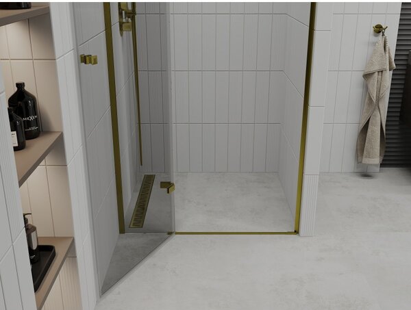 Mexen ROMA zuhany nyíló ajtó zuhanykabinhoz 70 cm, átlátszó üveg / arany, 854-070-000-50-00