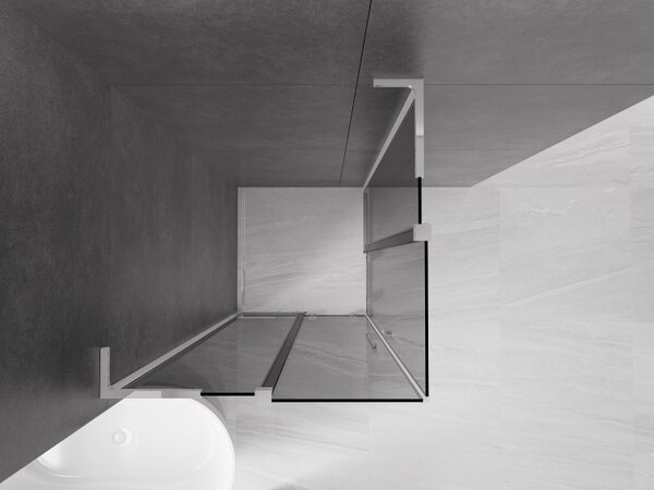 Mexen Velar L Duo, zuhanykabin tolóajtóval 80 x 80 cm, 8mm szürke üveg, króm, 871-080-080-02-43-01