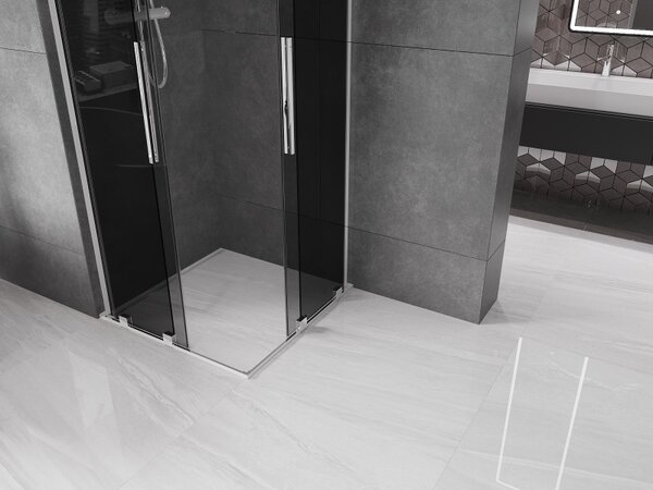 Mexen Velar L Duo, zuhanykabin tolóajtóval 80 x 80 cm, 8mm szürke üveg, króm, 871-080-080-02-43-01
