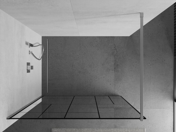 Mexen Kioto zuhanyparaván 80x200 cm 8 mm, króm profil, üvegfekete minta 2, 800-080-101-01-78