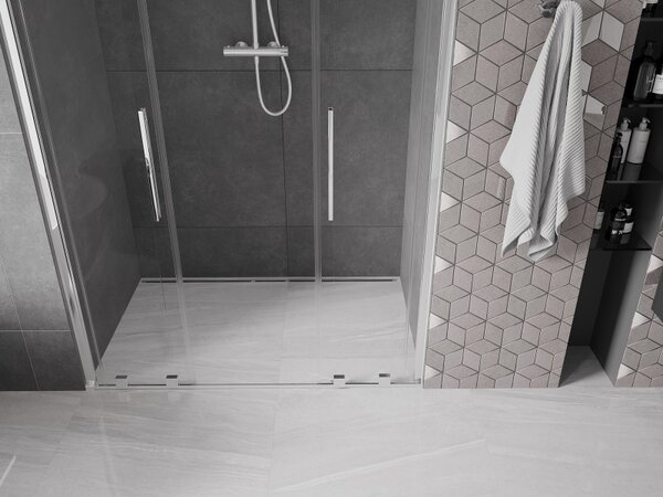 Mexen Velar L Duo, tolózuhanyajtó nyitáshoz 150 cm, 8 mm átlátszó üveg, króm, 871-150-003-02-01