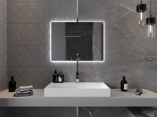 Mexen Sun, LED fürdoszobai tükör háttérvilágítással 80x60 cm, 6000K, páramentes, 9807-080-060-611-00