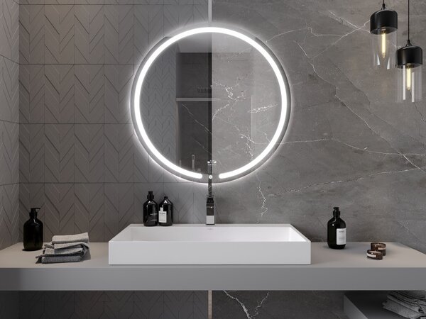 Mexen Rose, LED fürdoszobai tükör háttérvilágítással 90x90 cm, 6000K, páramentes, 9810-090-090-611-00
