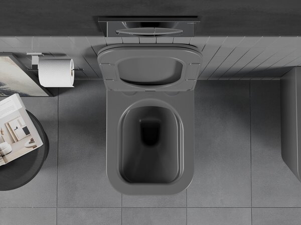 Mexen Teo WC Rimless WC lappal vékony, hőre keményedő, sötétszürke matt, 30854071