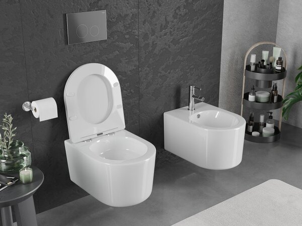 Mexen Sofia, fali WC csésze 490x360x355 mm, Perem nélküli Tornado, fényes fehér, 3354XX00T