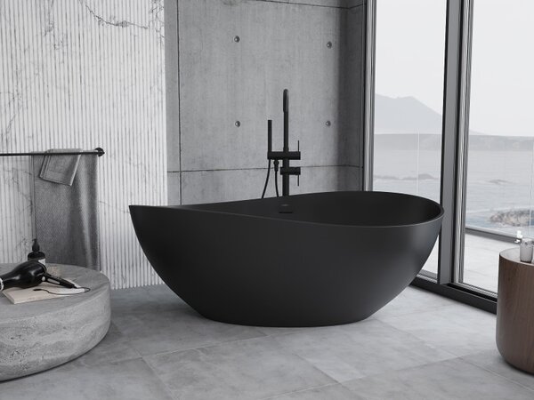 Mexen Parma, szabadon álló konglomerátum kád 160 x 95 cm, fekete matt, 57231609570