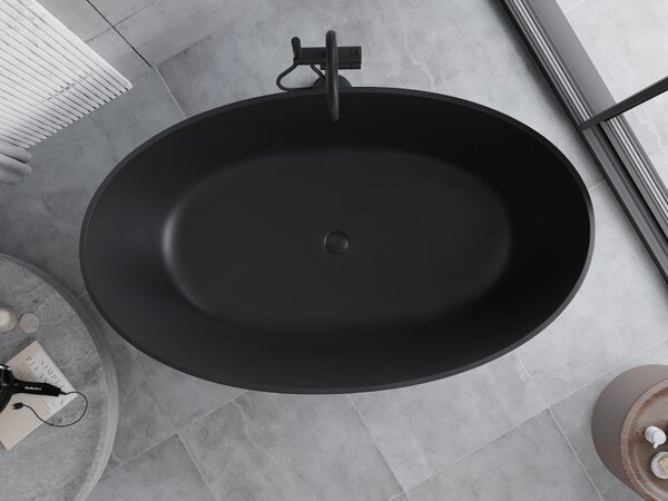 Mexen Parma, szabadon álló konglomerátum kád 160 x 95 cm, fekete matt, 57231609570