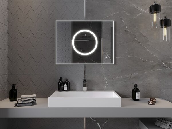Mexen Koga, LED fürdoszobai tükör háttérvilágítással 80 x 60 cm, 6000K, páramentes, 9821-080-060-611-00
