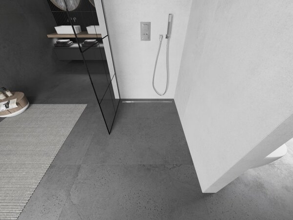 Mexen Kioto L, Walk-In zuhany paraván 80 x 200 cm, 8 mm átlátszó üveg fekete mintás, króm profil, 800-080-103-01-77