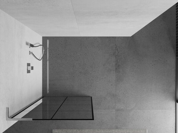 Mexen Kioto L, Walk-In zuhany paraván 80 x 200 cm, 8 mm átlátszó üveg fekete mintás, króm profil, 800-080-103-01-77
