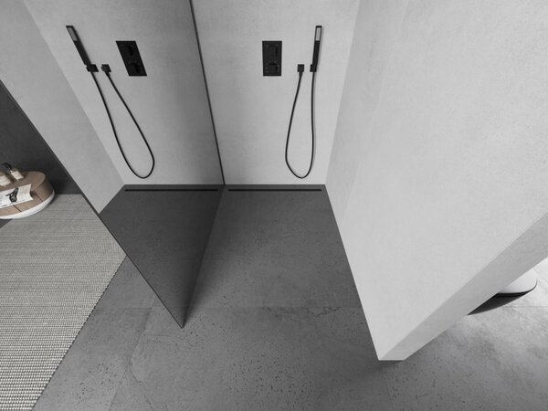 Mexen Kioto L, Walk-In zuhanyparaván 70 x 200 cm, 8 mm-es tükörmintás üveg, grafit profil, 800-070-103-95-50