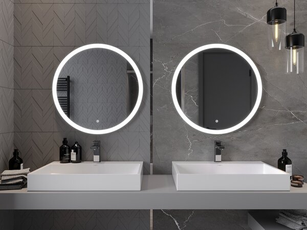 Mexen Oro, Kerek LED háttérvilágítású fürdőszobai tükör 70cm, 6000K, Páramentes fűtőbetét, 9824-070-070-611-00