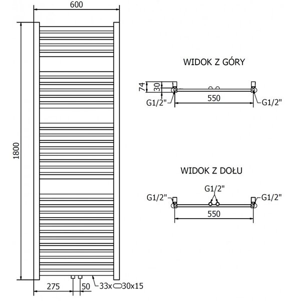 Mexen Hades, fűtőelem 1800x600 mm, 780 W, arany fényes, W104-1800-600-00-50