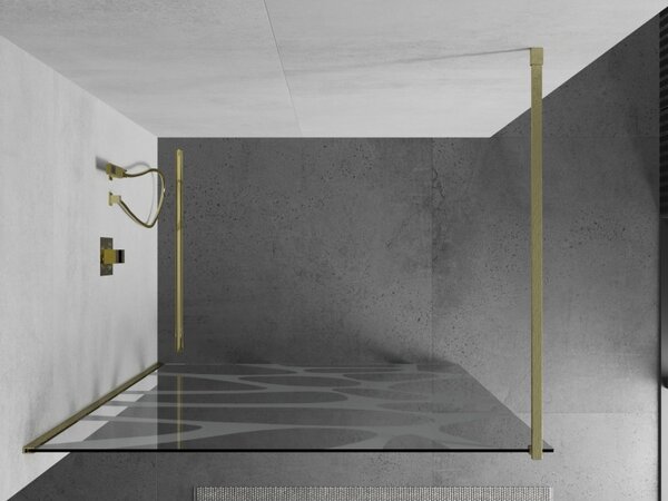 Mexen Kioto, Walk-In zuhany paraván 70 x 200 cm, 8 mm átlátszó üveg fehér mintás, arany matt profil, 800-070-101-55-97