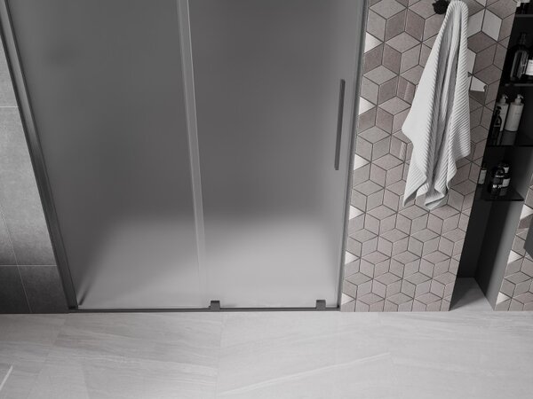 Mexen Velar, tolózuhanyajtó nyitáshoz 130 cm, 8 mm-es matt üveg, polírozott grafit, 871-130-000-31-66