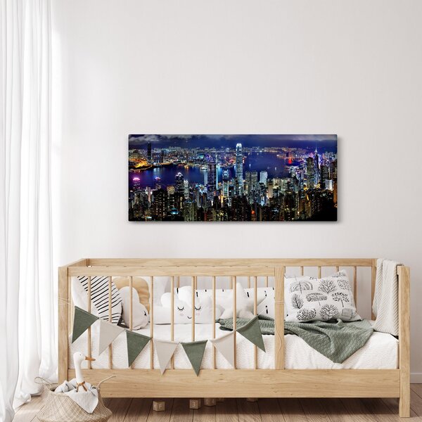 Egy kép a felhőkarcolók éjjel (120x50 cm)